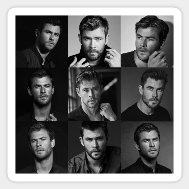 Chris Hemsworth collage black and white Sticker by Athira-A